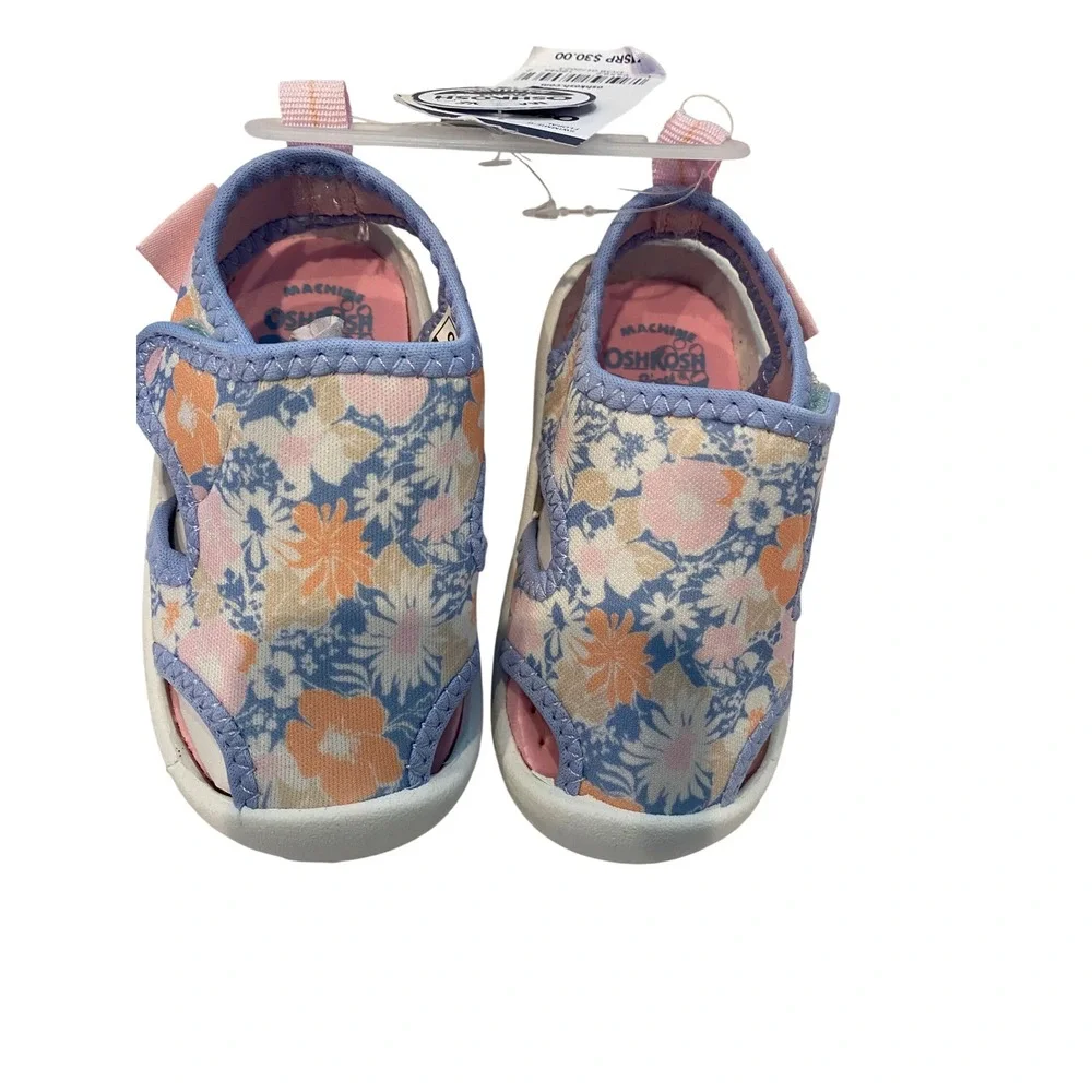 OshKosh B'gosh Baby Girls‎ Floral Swimmie-G Water Shoes Blue Orange Pink Size 4
